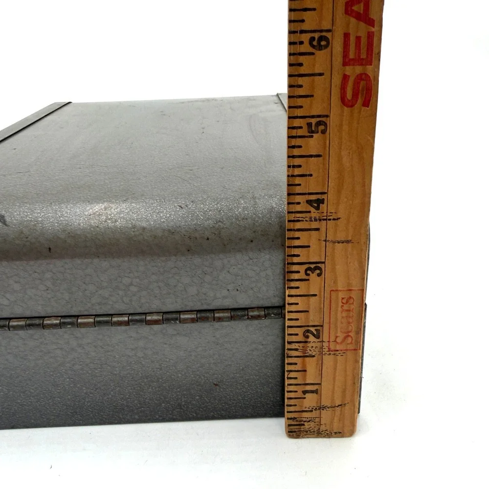 Industrial Metal File Storage Box 10x8x4 Gray‎ Vintage Organizer
